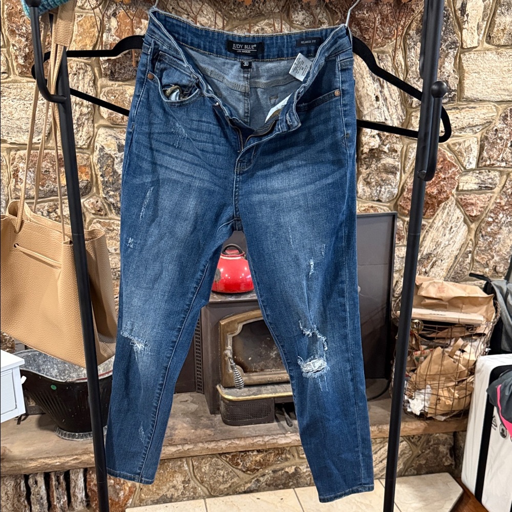 Judy Blue Women's Dark Blue Distressed Skinny Jeans